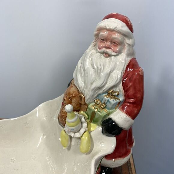 Fitz and Floyd 1987 Ceremic Santa Christmas Decorative Dish Red White  8"x12" - Picture 4 of 10